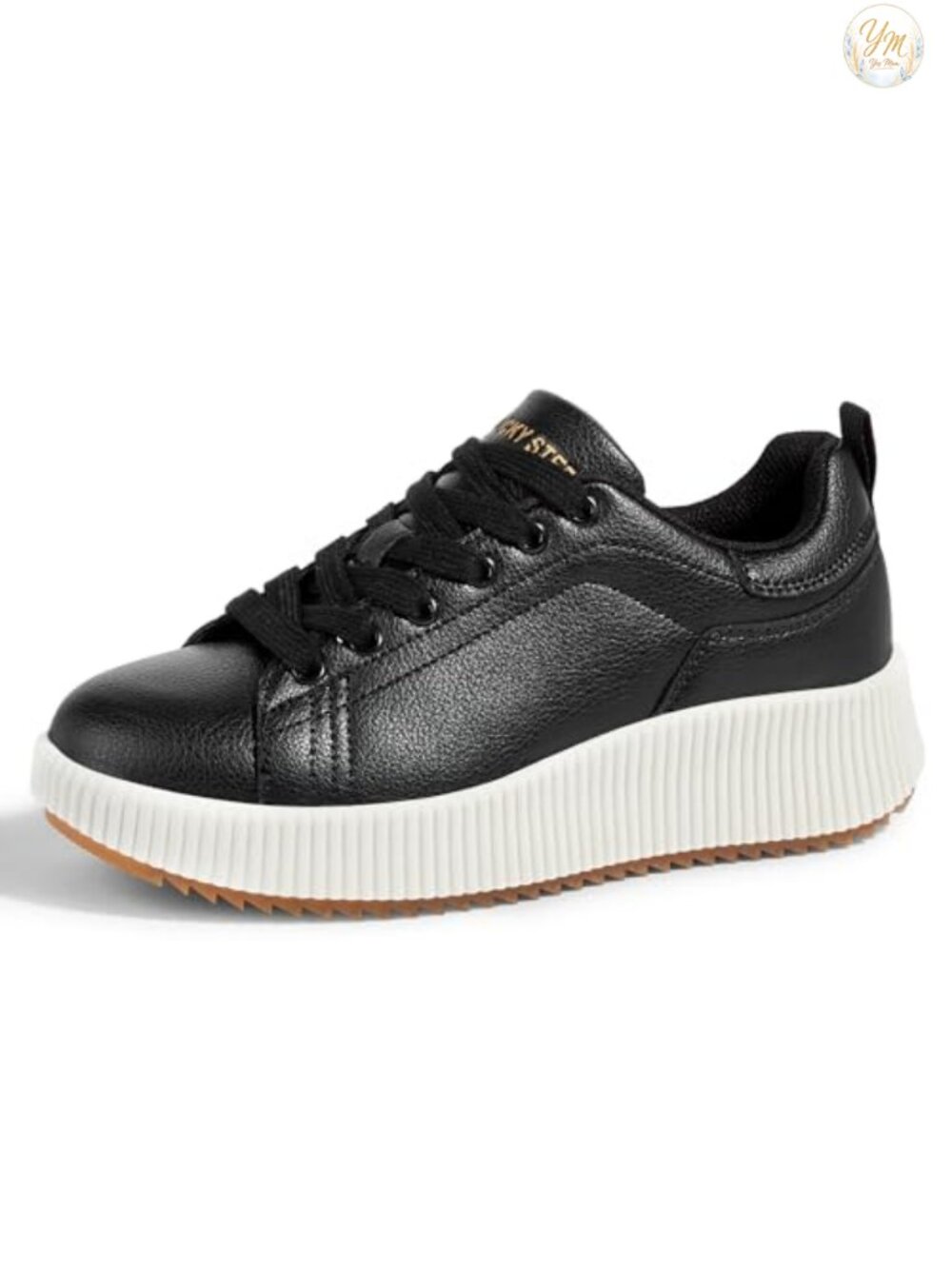 Platform Sneakers Lace-Up Woven Embellished Walking Shoes